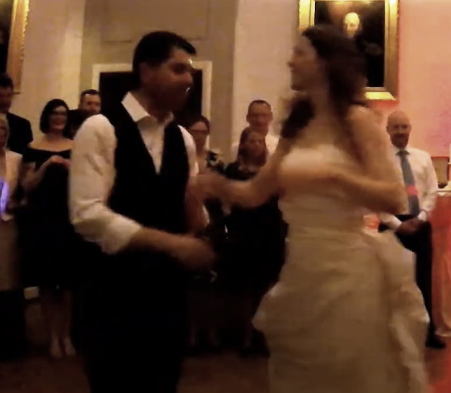 Dancing salsa at a wedding
